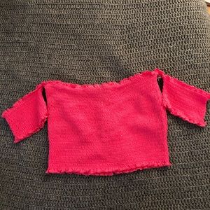 Hot Pink Smocked Crop Top